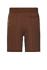 WAO Fully Knitted Pattern Short in Brown & Taupe, view 2, click to view large image.