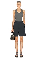 WAO Relaxed Nylon Pleated Short in Dark Navy, view 4, click to view large image.