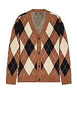 WAO Argyle Sweater Cardigan in Brown & Cream, view 1, click to view large image.