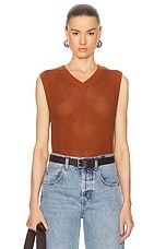 WAO Open Knit V Neck Vest in Copper, view 1, click to view large image.