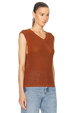 WAO Open Knit V Neck Vest in Copper, view 2, click to view large image.