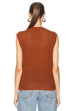 WAO Open Knit V Neck Vest in Copper, view 3, click to view large image.
