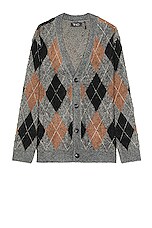 WAO Argyle Sweater Cardigan in grey & black, view 1, click to view large image.