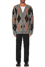 WAO Argyle Sweater Cardigan in grey & black, view 4, click to view large image.