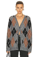 WAO Argyle Sweater Cardigan in grey & black, view 1, click to view large image.