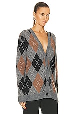 WAO Argyle Sweater Cardigan in grey & black, view 2, click to view large image.