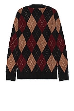 WAO Argyle Sweater Cardigan in Brown & Burgundy, view 2, click to view large image.