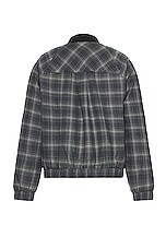 WAO Plaid Bomber Jacket in grey & black, view 2, click to view large image.