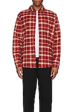 WAO The Flannel Shirt in red & cream, view 3, click to view large image.