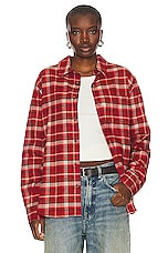 WAO The Flannel Shirt in red & cream, view 1, click to view large image.