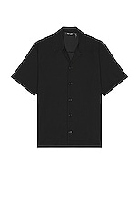 WAO Ribbed Knit Camp Shirt in black, view 1, click to view large image.