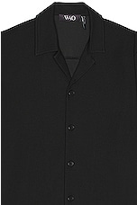 WAO Ribbed Knit Camp Shirt in black, view 3, click to view large image.