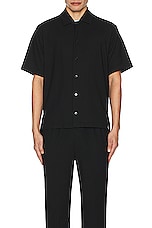 WAO Ribbed Knit Camp Shirt in black, view 4, click to view large image.