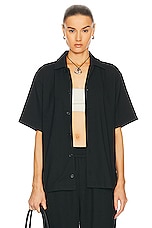 WAO Ribbed Knit Camp Shirt in black, view 1, click to view large image.