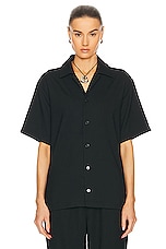 WAO Ribbed Knit Camp Shirt in black, view 2, click to view large image.
