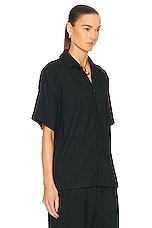 WAO Ribbed Knit Camp Shirt in black, view 3, click to view large image.