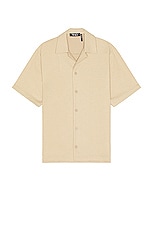 WAO Ribbed Knit Camp Shirt in tan, view 1, click to view large image.