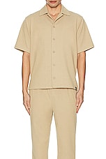 WAO Ribbed Knit Camp Shirt in tan, view 4, click to view large image.