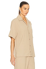 WAO Ribbed Knit Camp Shirt in tan, view 2, click to view large image.