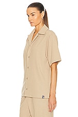 WAO Ribbed Knit Camp Shirt in tan, view 3, click to view large image.