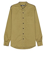 WAO Long Sleeve Twill Shirt in olive, view 1, click to view large image.