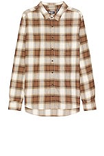 WAO The Flannel Shirt in brown & cream, view 1, click to view large image.