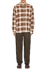 WAO The Flannel Shirt in brown & cream, view 4, click to view large image.