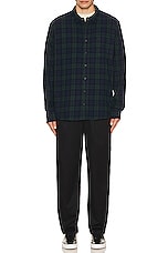 WAO The Flannel Shirt in navy & green, view 4, click to view large image.