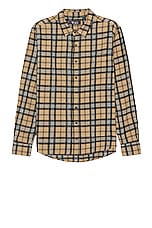 WAO The Flannel Shirt in beige & black, view 1, click to view large image.