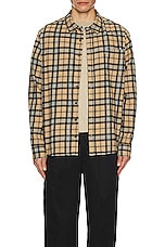 WAO The Flannel Shirt in beige & black, view 3, click to view large image.