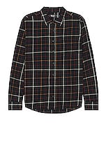 WAO The Flannel Shirt in black & burgundy, view 1, click to view large image.