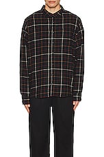 WAO The Flannel Shirt in black & burgundy, view 3, click to view large image.