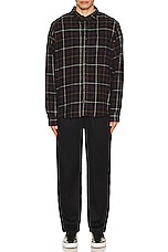 WAO The Flannel Shirt in black & burgundy, view 4, click to view large image.