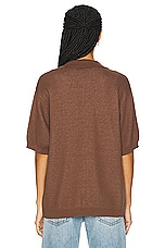 WAO Short Sleeve Knit Shirt in Brown & Cream, view 3, click to view large image.