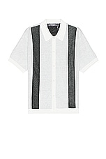 WAO Short Sleeve Knit Shirt in White & Black, view 1, click to view large image.