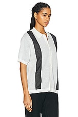 WAO Short Sleeve Knit Shirt in White & Black, view 2, click to view large image.