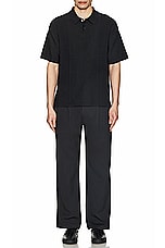 WAO Short Sleeve Knit Polo in Black, view 4, click to view large image.