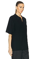 WAO Short Sleeve Knit Polo in Black, view 2, click to view large image.