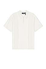 WAO Short Sleeve Knit Polo in Off White, view 1, click to view large image.