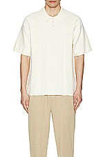 WAO Short Sleeve Knit Polo in Off White, view 3, click to view large image.