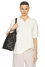 WAO Short Sleeve Knit Polo in Off White, view 1, click to view large image.