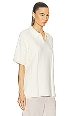 WAO Short Sleeve Knit Polo in Off White, view 2, click to view large image.