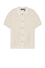 WAO Open Knit Short Sleeve Shirt in Oatmeal, view 1, click to view large image.