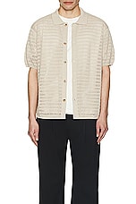 WAO Open Knit Short Sleeve Shirt in Oatmeal, view 3, click to view large image.