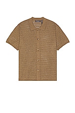 WAO Open Knit Short Sleeve Shirt in Taupe, view 1, click to view large image.