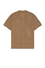 WAO Open Knit Short Sleeve Shirt in Taupe, view 2, click to view large image.