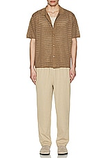 WAO Open Knit Short Sleeve Shirt in Taupe, view 4, click to view large image.