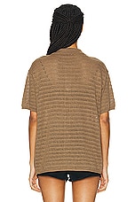 WAO Open Knit Short Sleeve Shirt in Taupe, view 3, click to view large image.