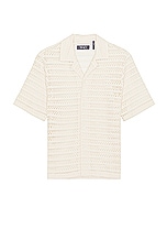 WAO Crochet Camp Shirt in Natural, view 1, click to view large image.