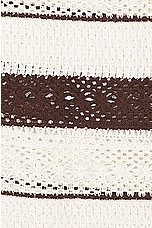 WAO Crochet Stripe Camp Shirt in Natural & Brown, view 5, click to view large image.